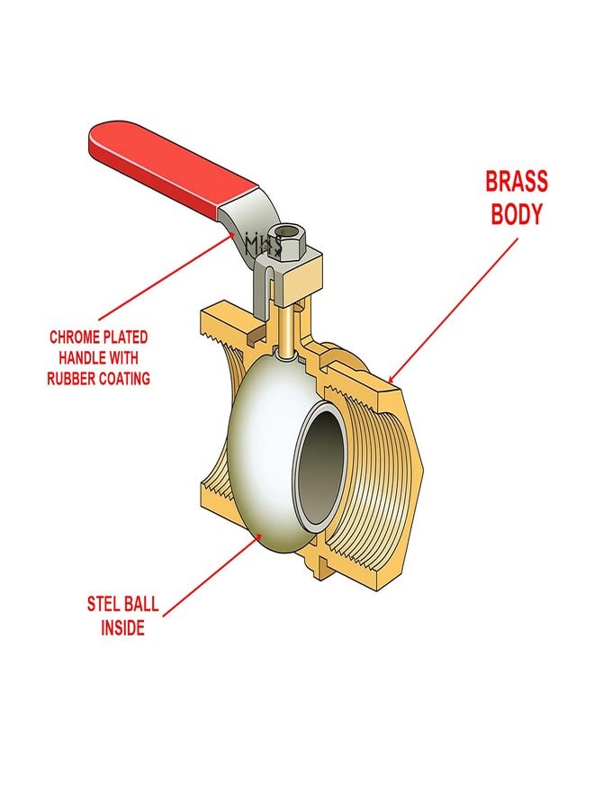 MHS Brass Ball Valve Handle Valve Extra Heavy Duty Brass (25MM [ 1 Inch]) - Image 2